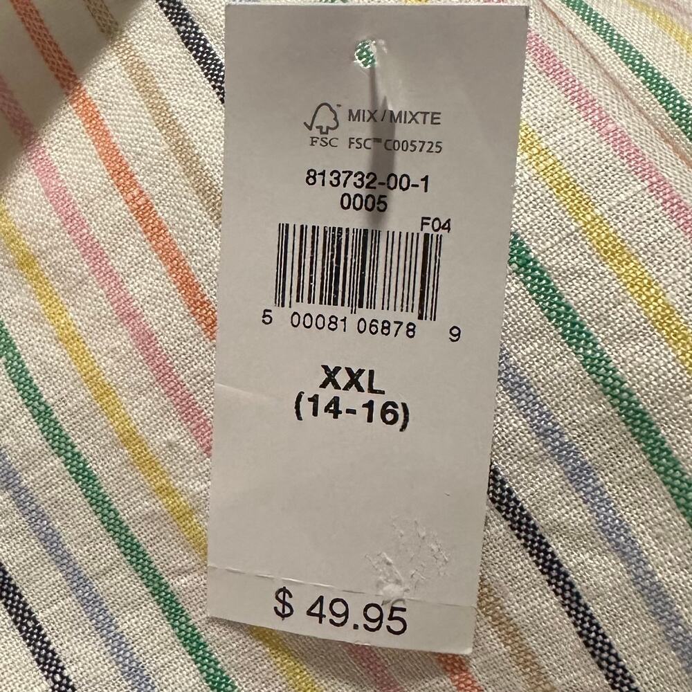 NWT Gap Girls Linen Blend Rainbow Striped Romper Shorts XL 14/16 - Picture 7 of 8